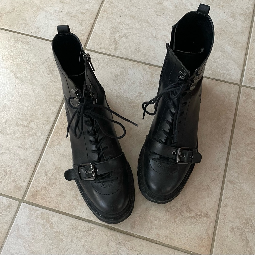 Franco Sarto black combat boots